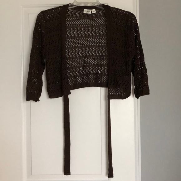 💥Cato Brown Short Fishnet Shrug w/Front Tie💥 - Picture 1 of 5